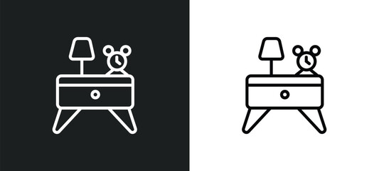 nightstand icon isolated in white and black colors. nightstand outline vector icon from hotel collection for web, mobile apps and ui.