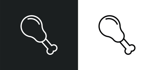 fried chicken icon isolated in white and black colors. fried chicken outline vector icon from hotel collection for web, mobile apps and ui.