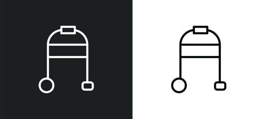 medical walker icon isolated in white and black colors. medical walker outline vector icon from health and medical collection for web, mobile apps and ui.