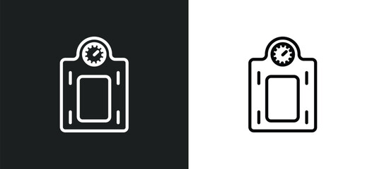 weighing scale icon isolated in white and black colors. weighing scale outline vector icon from gym and fitness collection for web, mobile apps and ui.