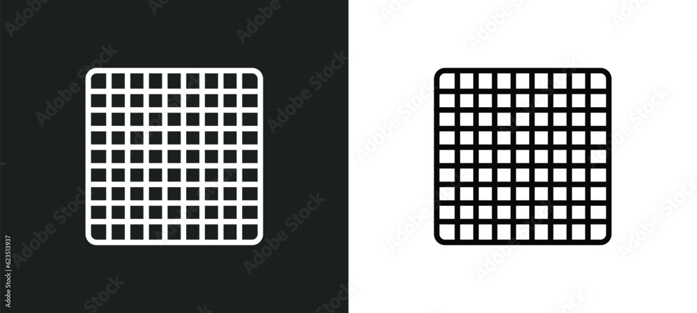 Poster grids icon isolated in white and black colors. grids outline vector icon from geometric figure colle