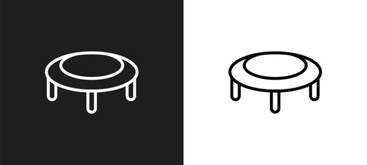 trampoline icon isolated in white and black colors. trampoline outline vector icon from gym and fitness collection for web, mobile apps and ui.