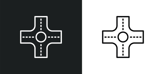 intersection icon isolated in white and black colors. intersection outline vector icon from geometric figure collection for web, mobile apps and ui.