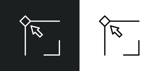 edit corner icon isolated in white and black colors. edit corner outline vector icon from geometric figure collection for web, mobile apps and ui.