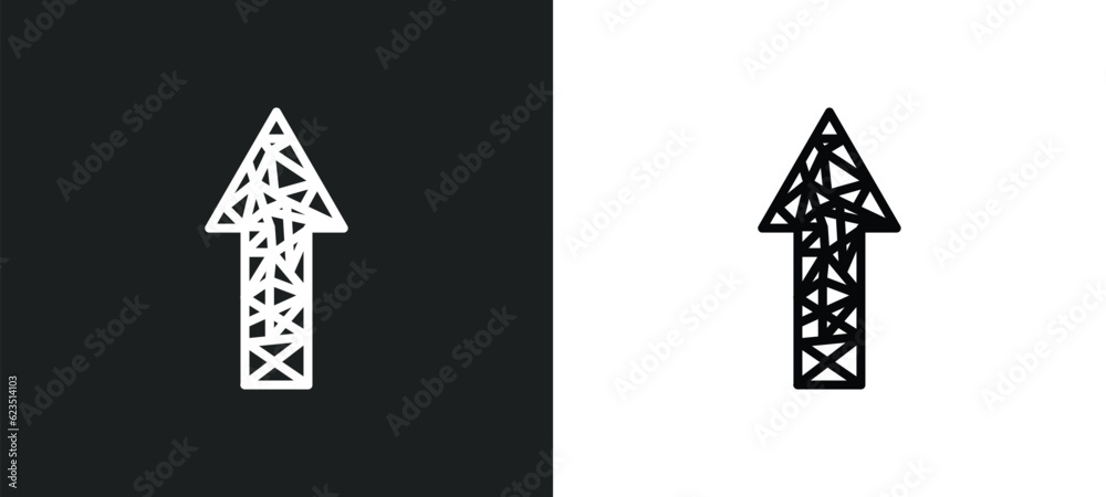 Poster polygonal arrow up icon isolated in white and black colors. polygonal arrow up outline vector icon f