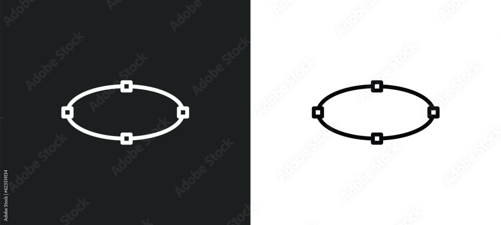 Poster ellipse icon isolated in white and black colors. ellipse outline vector icon from geometry collectio