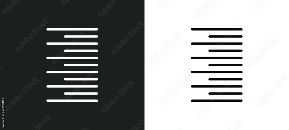 Poster right align icon isolated in white and black colors. right align outline vector icon from geometry c