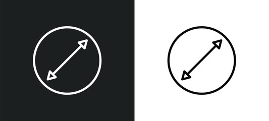 diameter icon isolated in white and black colors. diameter outline vector icon from geometry collection for web, mobile apps and ui. - obrazy, fototapety, plakaty