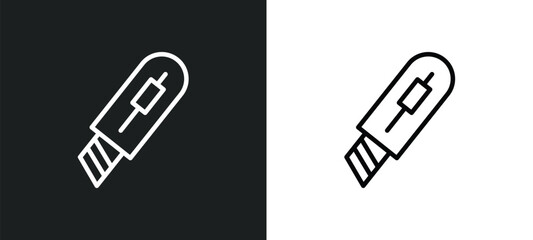 stationery knife icon isolated in white and black colors. stationery knife outline vector icon from general collection for web, mobile apps and ui.