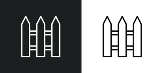 wooden fence icon isolated in white and black colors. wooden fence outline vector icon from general collection for web, mobile apps and ui.