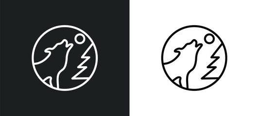 wolf howling icon isolated in white and black colors. wolf howling outline vector icon from general collection for web, mobile apps and ui. © Farahim