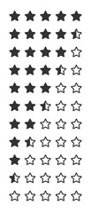 star rating set from 0 to 5 stars vector black and white