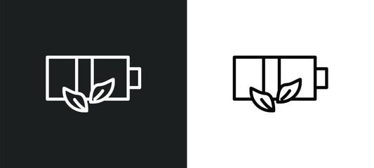 eco battery icon isolated in white and black colors. eco battery outline vector icon from general collection for web, mobile apps and ui.