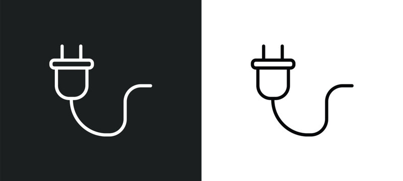 electric plug icon isolated in white and black colors. electric plug outline vector icon from general collection for web, mobile apps and ui.