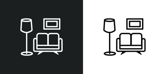 living room icon isolated in white and black colors. living room outline vector icon from furniture & household collection for web, mobile apps and ui.