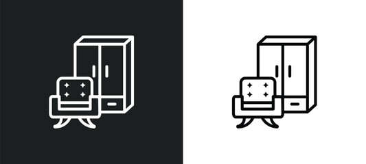furniture icon isolated in white and black colors. furniture outline vector icon from furniture & household collection for web, mobile apps and ui.