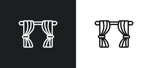 curtains icon isolated in white and black colors. curtains outline vector icon from furniture & household collection for web, mobile apps and ui.