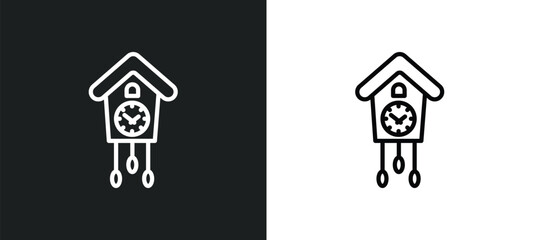 cuckoo clock icon isolated in white and black colors. cuckoo clock outline vector icon from furniture & household collection for web, mobile apps and ui.