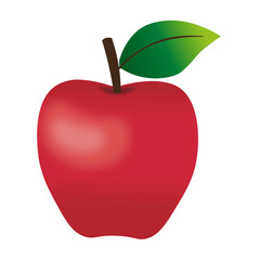 red apple with leaf illustration tropical fruit