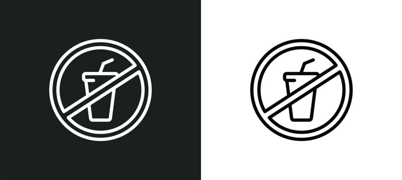 No Drinking Icon Isolated In White And Black Colors. No Drinking Outline Vector Icon From Food Collection For Web, Mobile Apps And Ui.