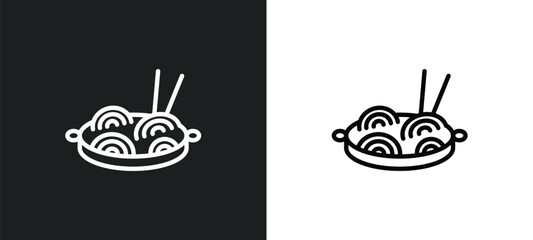 chow mein icon isolated in white and black colors. chow mein outline vector icon from food collection for web, mobile apps and ui.