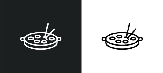 oyster omelette icon isolated in white and black colors. oyster omelette outline vector icon from food collection for web, mobile apps and ui.