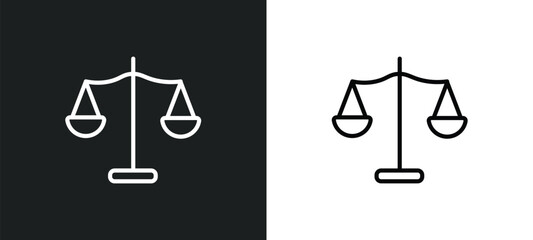 scale balanced tool icon isolated in white and black colors. scale balanced tool outline vector icon from food collection for web, mobile apps and ui. - obrazy, fototapety, plakaty