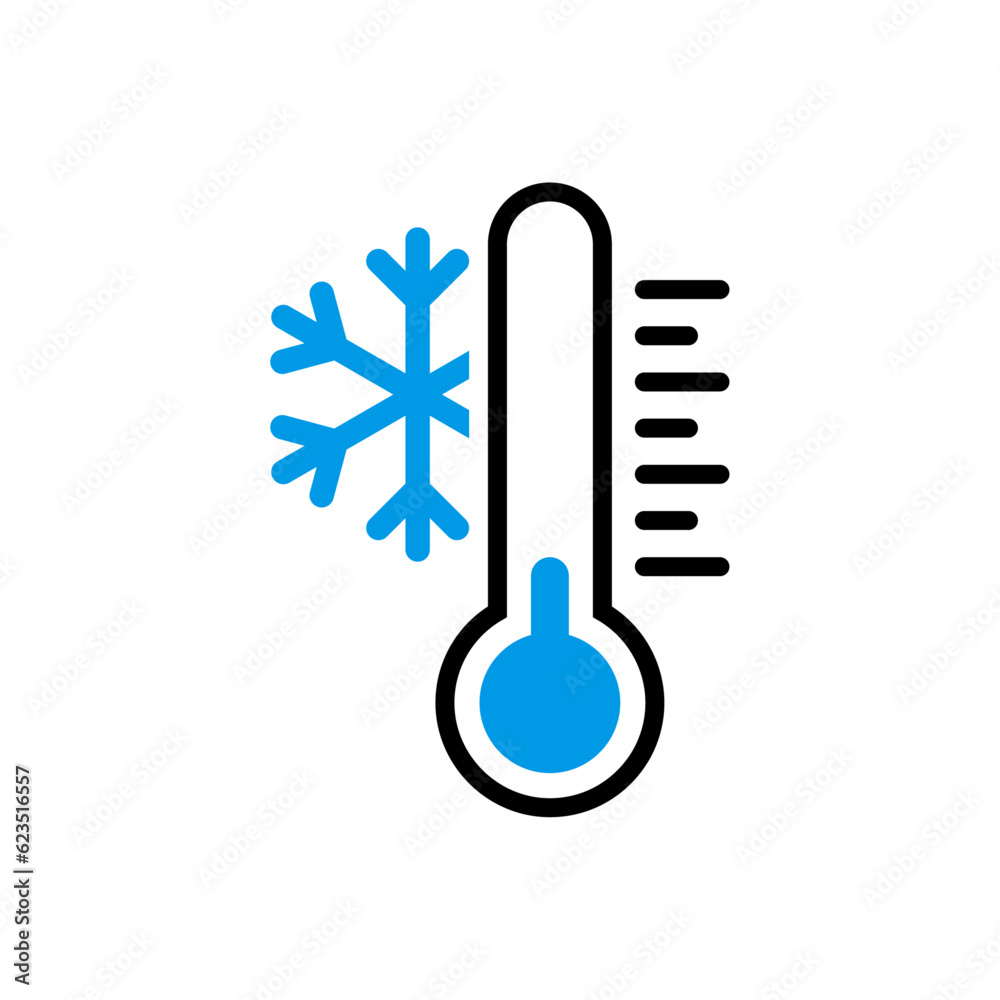 Wall mural thermometer with snowflake icon