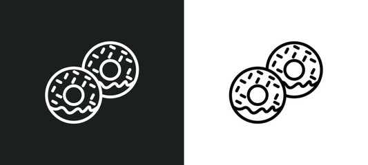 donuts icon isolated in white and black colors. donuts outline vector icon from food collection for web, mobile apps and ui.