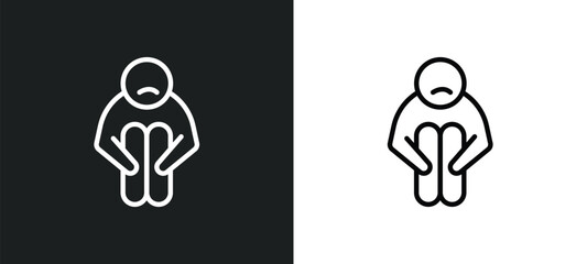 sad human icon isolated in white and black colors. sad human outline vector icon from feelings collection for web, mobile apps and ui.