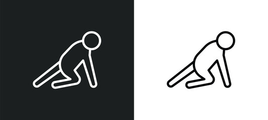 ready human icon isolated in white and black colors. ready human outline vector icon from feelings collection for web, mobile apps and ui.