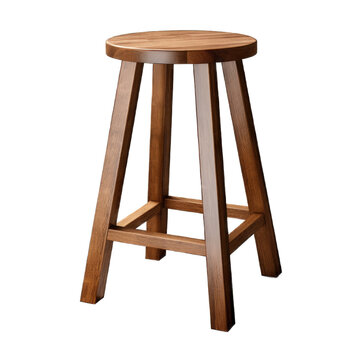 Garden wooden bar stool isolated on transparent background. Generative AI