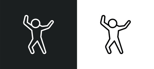 happy human icon isolated in white and black colors. happy human outline vector icon from feelings collection for web, mobile apps and ui.