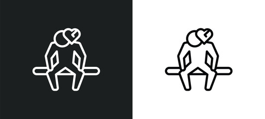 heartbroken human icon isolated in white and black colors. heartbroken human outline vector icon from feelings collection for web, mobile apps and ui.