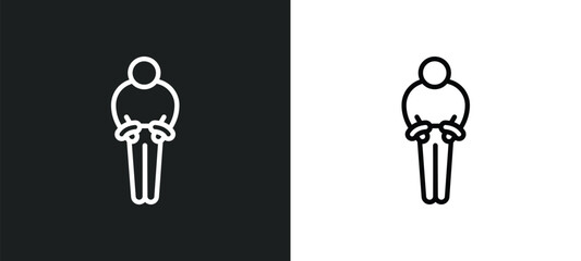 guilty human icon isolated in white and black colors. guilty human outline vector icon from feelings collection for web, mobile apps and ui.