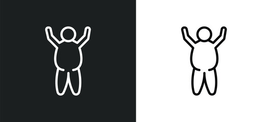 fat human icon isolated in white and black colors. fat human outline vector icon from feelings collection for web, mobile apps and ui.