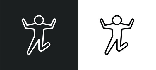 excited human icon isolated in white and black colors. excited human outline vector icon from feelings collection for web, mobile apps and ui.
