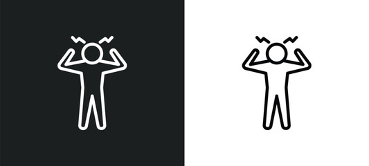 aggravated human icon isolated in white and black colors. aggravated human outline vector icon from feelings collection for web, mobile apps and ui.