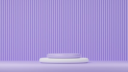 minimal background, luxury white empty podium display, elegant violet color suitable for cosmetic showcase.
