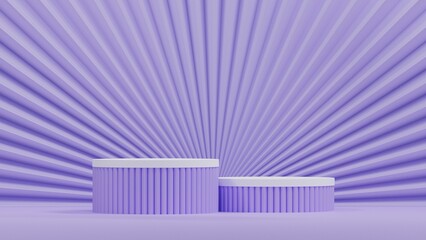 minimal background, luxury white empty podium display, elegant violet color suitable for cosmetic showcase.