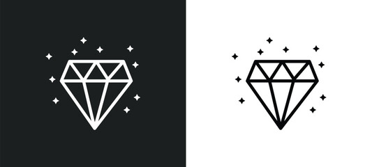 diamond precious stone icon isolated in white and black colors. diamond precious stone outline vector icon from fashion collection for web, mobile apps and ui.