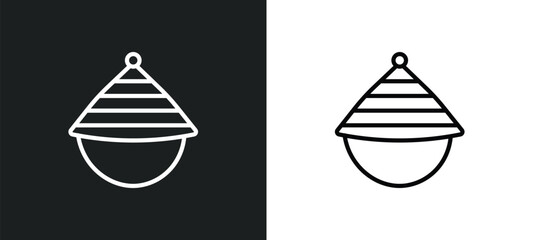 samurai japanese hat icon isolated in white and black colors. samurai japanese hat outline vector icon from fashion collection for web, mobile apps and ui.