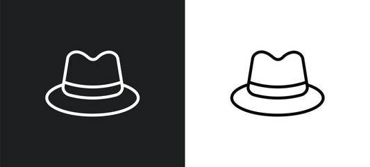 fedora icon isolated in white and black colors. fedora outline vector icon from fashion collection for web, mobile apps and ui.