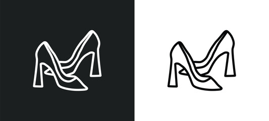 high heel shoes icon isolated in white and black colors. high heel shoes outline vector icon from fashion collection for web, mobile apps and ui. - obrazy, fototapety, plakaty