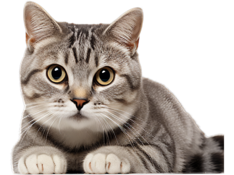 Curious American Shorthair Cat Peeking - Transparent Background