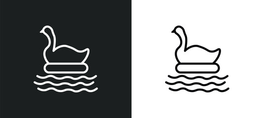 swan boat icon isolated in white and black colors. swan boat outline vector icon from entertainment collection for web, mobile apps and ui.