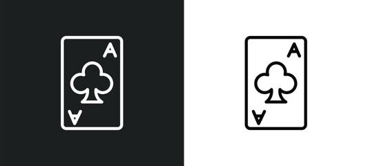 ace of clubs icon isolated in white and black colors. ace of clubs outline vector icon from arcade collection for web, mobile apps and ui.