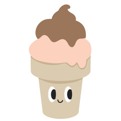 strawberry chocolate ice cream cone sweet Fast food cute groovy retro cartoon