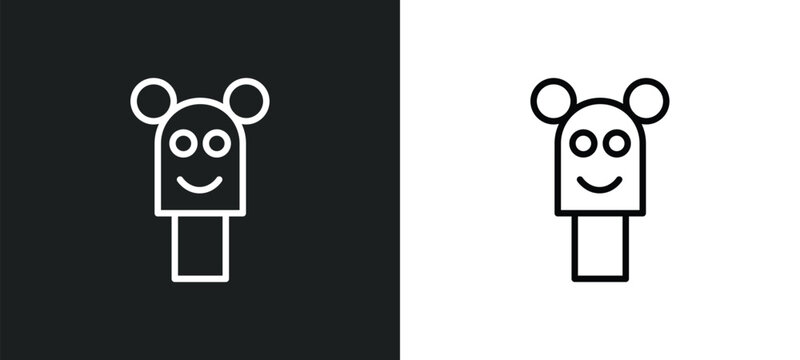 puppet show icon isolated in white and black colors. puppet show outline vector icon from arcade collection for web, mobile apps and ui.