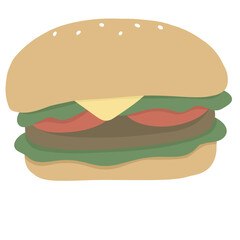 Fast food junk food burger cute cartoon